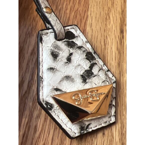 Jessica Simpson Sabrina Shoulder Bag Purse Natural Python Snake Skin White Gray - Picture 3 of 11